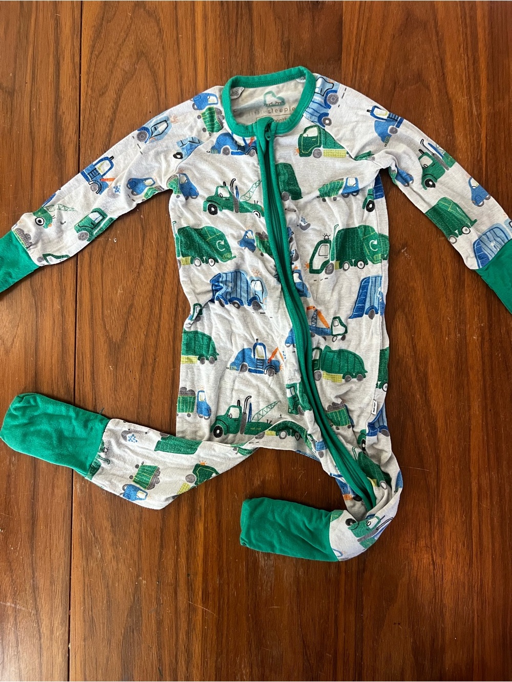Little Sleepies 3-6M Bamboo Viscose Truck Zip Footless Long Sleeve One-Piece